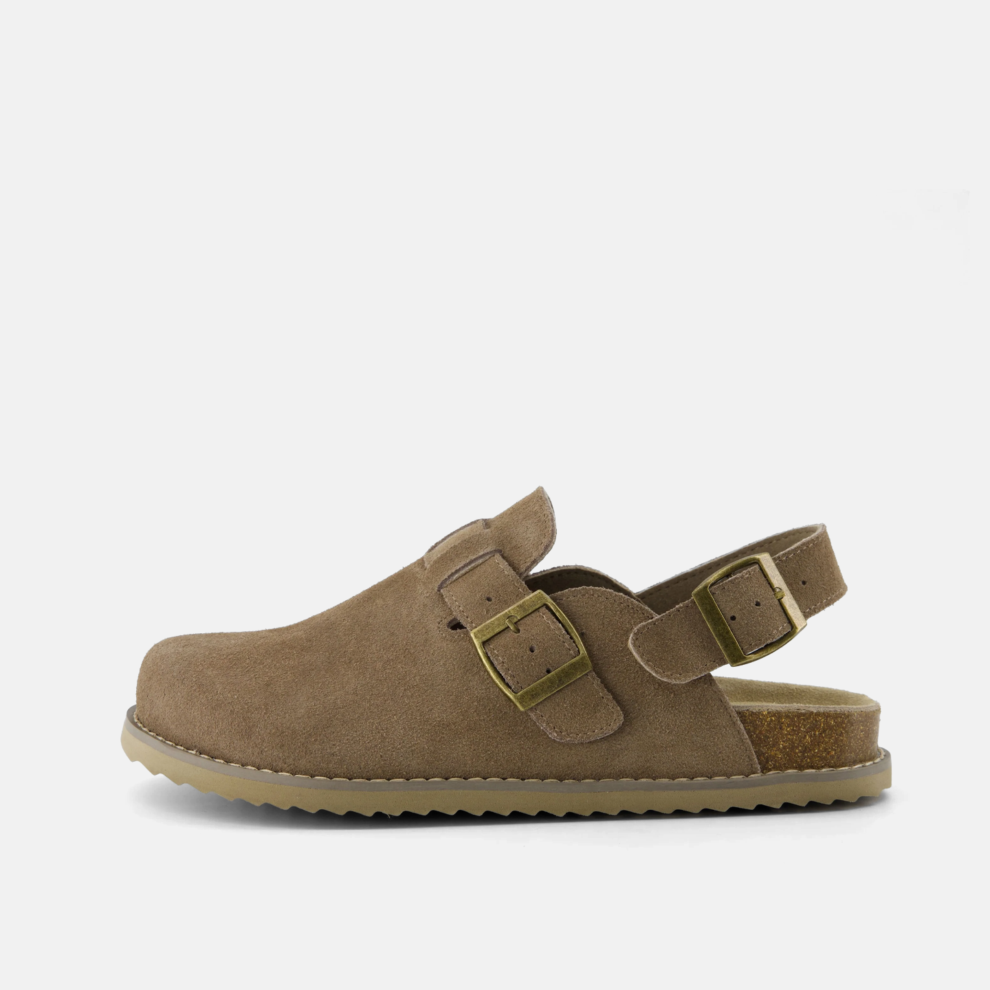 Taupe Suede Slingback Clogs