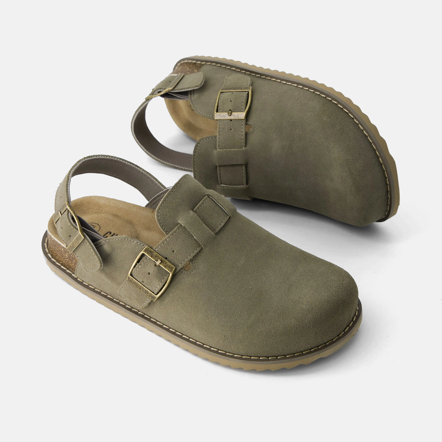 Moss Suede Slingback Clogs